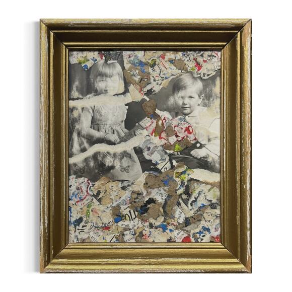 Original Framed Mixed Media Art Collage 5x6 